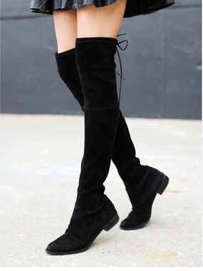 Stuart Weitzman Lowland Over-the-Knee Boots Black Suede Size 7.5